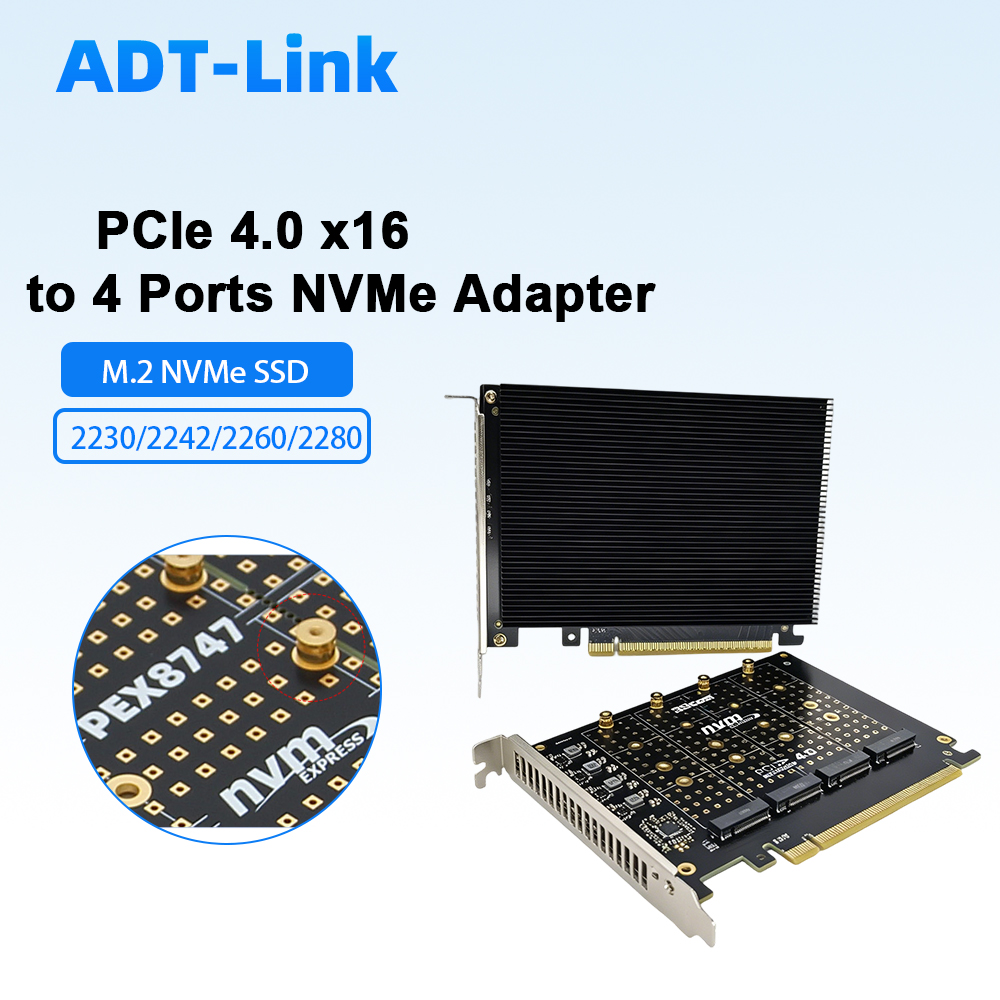 Quad M.2 Nvme Pcie Bifurcation Card - Адаптер-карта PCIe 4.0 X16 на 4