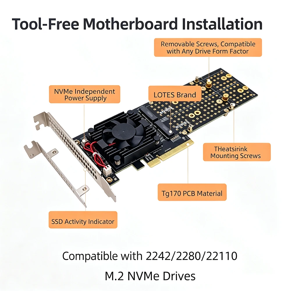 PLX8747 – плата расширения с ч – обзор и цена Quad M.2 Nvme Pcie Bifurcation Card