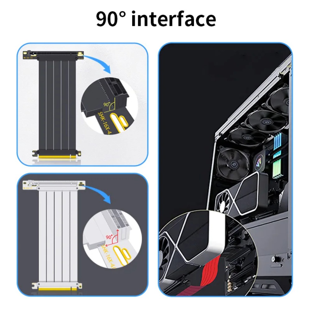 Кабель-райзер PCI‑E 4.0/3.0 X1 – обзор и цена Pcie 4.0 X16 Riser Cable 90 Degree